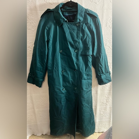Vintage London Towne Fog Ladies Green Trench Coat Jacket Size 16 Reg - Picture 1 of 5